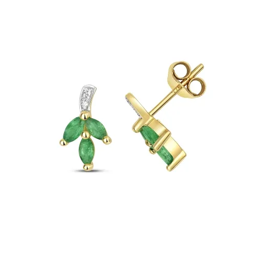 Diamond & Emerald Stud Earrings